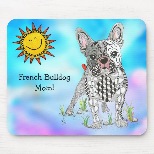 Niedliche und farbenfrohe französische Bulldogin M Mousepad (Vorne)