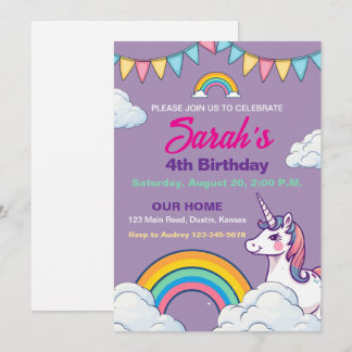 Niedliche und farbenfrohe Geburtstagsparty Einladung