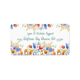 Niedliche und farbenfrohe Gestaltung der Wildblume Adressaufkleber