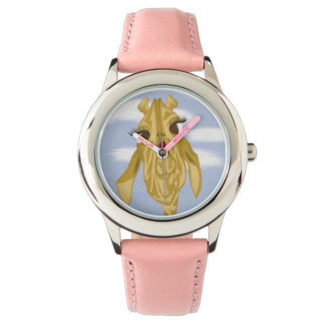 Niedliche und farbenfrohe Giraffe Armbanduhr (Vorderseite)