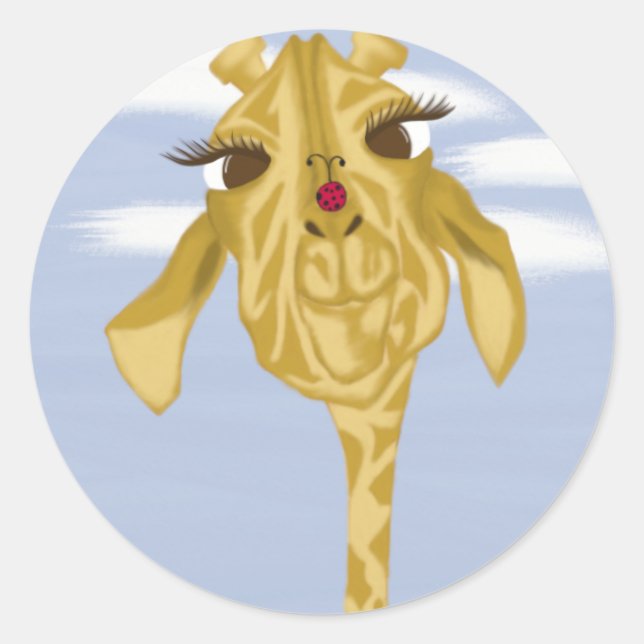 Niedliche und farbenfrohe Giraffe Runder Aufkleber (Vorderseite)