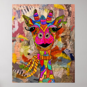 Niedliche und farbenfrohe Giraffenplakat 16x20" Poster