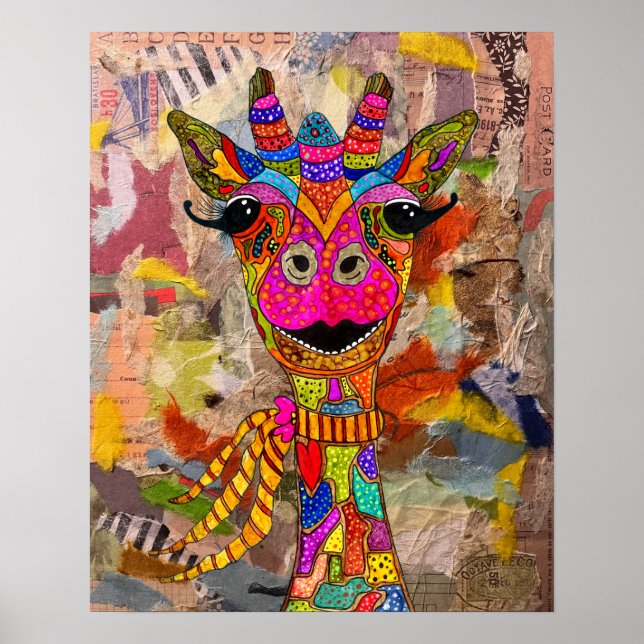 Niedliche und farbenfrohe Giraffenplakat 16x20" Poster (Vorne)