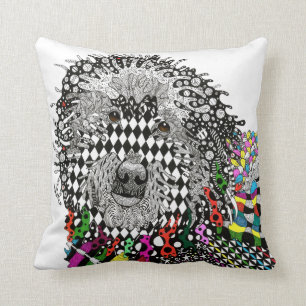 Niedliche und farbenfrohe Goldendoodle Dekorations Kissen