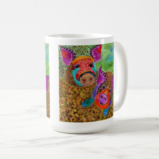 Niedliche und farbenfrohe Guinea Hunde Schweine Ta Kaffeetasse (VorderseiteRechts)