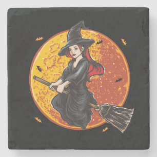 Niedliche und farbenfrohe Halloween auf einem Zimm Steinuntersetzer