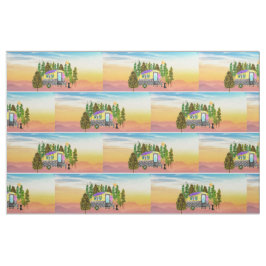 Niedliche und farbenfrohe Happy Camper Fabric Stoff