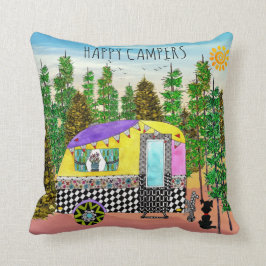 Niedliche und farbenfrohe Happy Camper Kopfkissen Kissen