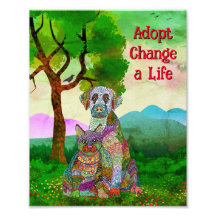 Niedliche und farbenfrohe Hunde- und Katzen-Adopti