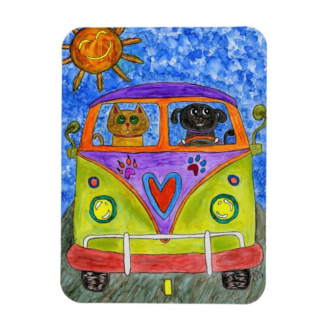 Niedliche und farbenfrohe Hunde und Katzen-Magnet  Magnet (Vertikal)