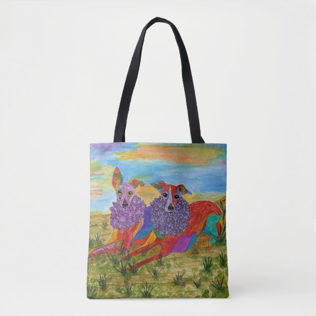 Niedliche und farbenfrohe italienische Greyhound T Tasche (Vorderseite)