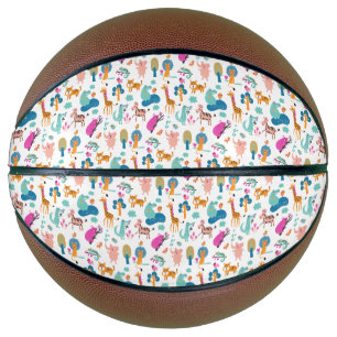Niedliche und farbenfrohe Jungtiermuster Basketball
