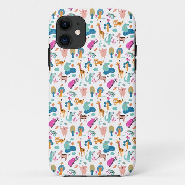 Niedliche und farbenfrohe Jungtiermuster Case-Mate iPhone Hülle (Rückseite)