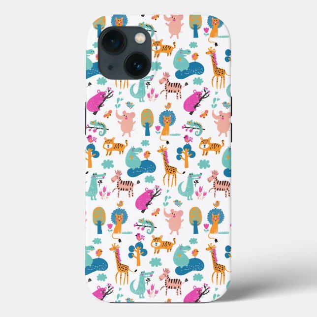 Niedliche und farbenfrohe Jungtiermuster Case-Mate iPhone Hülle (Rückseite)