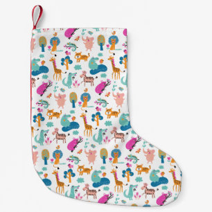 Niedliche und farbenfrohe Jungtiermuster Kleiner Weihnachtsstrumpf