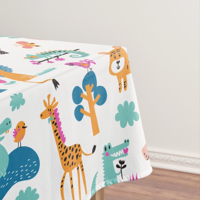 Niedliche und farbenfrohe Jungtiermuster Tischdecke (Beispiel)