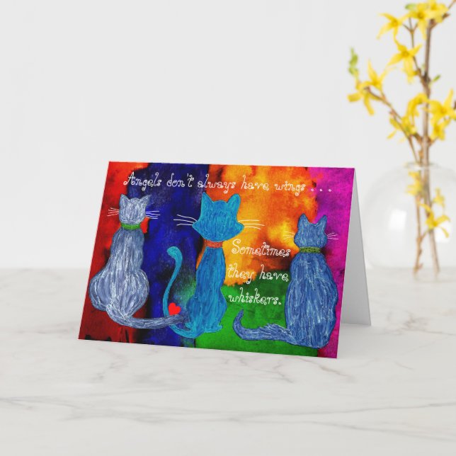 Niedliche und farbenfrohe Katzen mit Wordgreeting  Karte (Gelbe Blume)