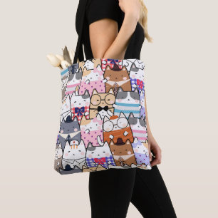 Niedliche und farbenfrohe Kawaii Cat Pattern Tasche