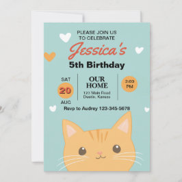 Niedliche und farbenfrohe Kitten Geburtstagsparty Einladung