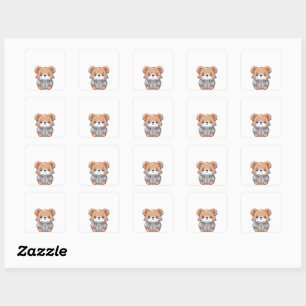 Niedliche und farbenfrohe Koala Art Quadratischer Aufkleber