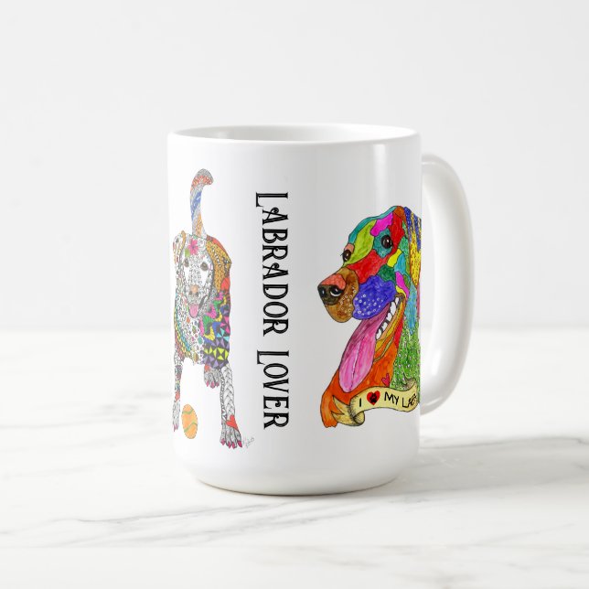 Niedliche und farbenfrohe Labrador Lover Tasse (VorderseiteRechts)