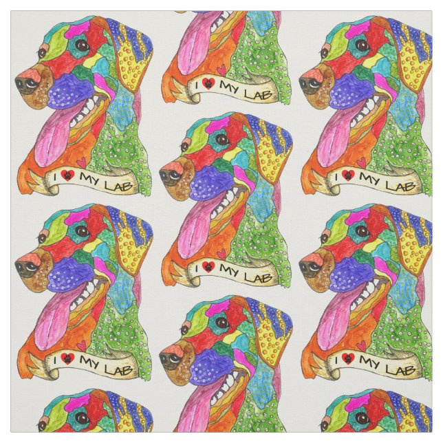 Niedliche und farbenfrohe Labrador Retriever Fabri Stoff (Muster)
