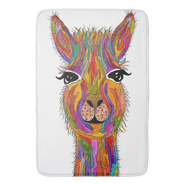 Niedliche und farbenfrohe Lama Bath Mat Badematte (Vorderseite Vertikal)