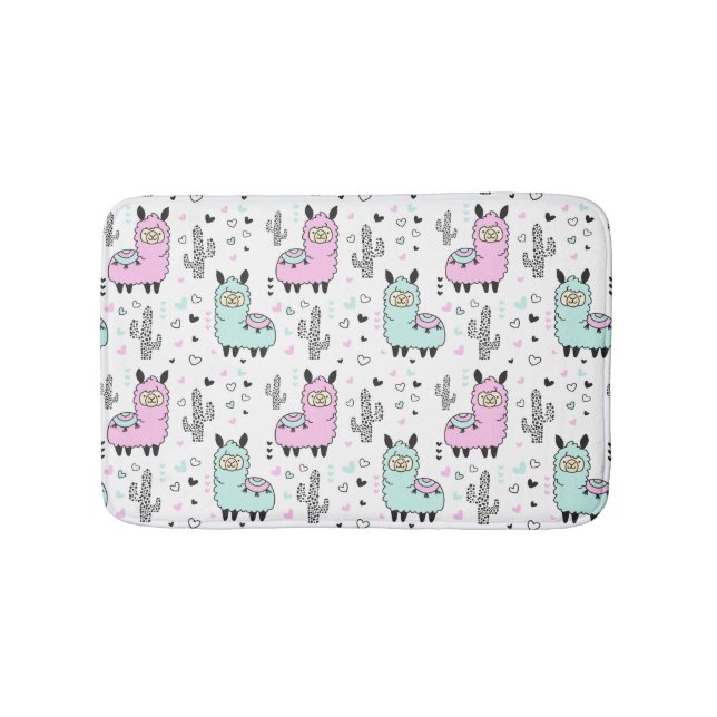 Niedliche und farbenfrohe Lama-Kids Bath Mat Badematte (Vorderseite)