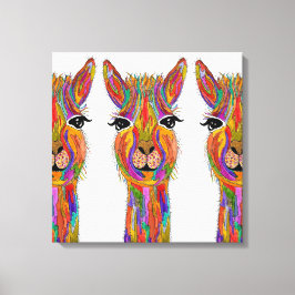 Niedliche und farbenfrohe Lama-Leinwand - 20" x 20 Leinwanddruck