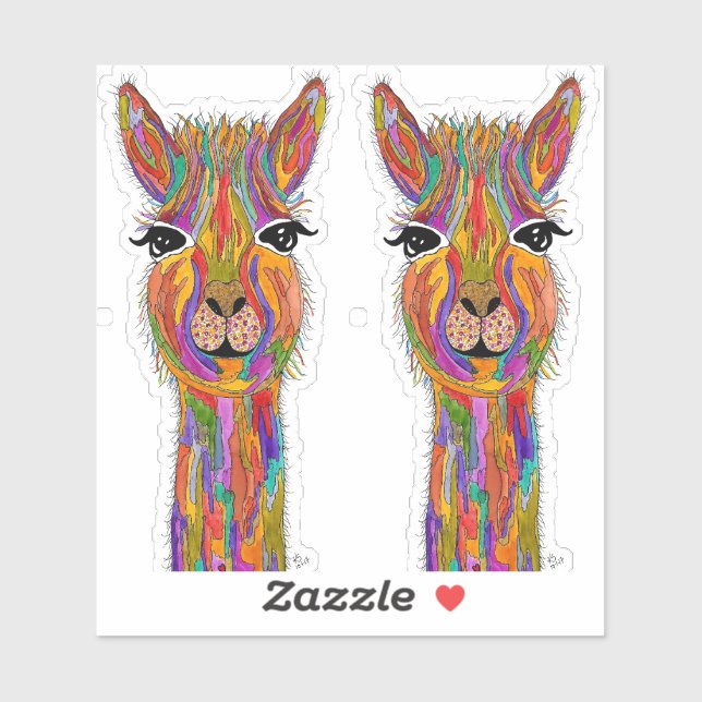 Niedliche und farbenfrohe Lama Vinyl Stickers Aufkleber (Blatt)