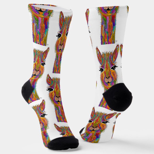 Niedliche und farbenfrohe Llama Alpaca Socken (Gewinkelt)