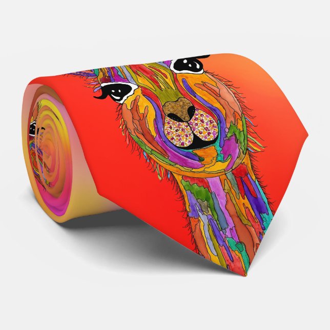 Niedliche und farbenfrohe Llama Neck Tie Krawatte (Gerollt)