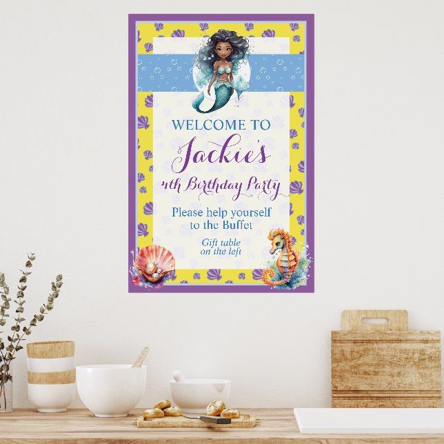 Niedliche und farbenfrohe Magie-Meerjunggebäck Poster (Küche)