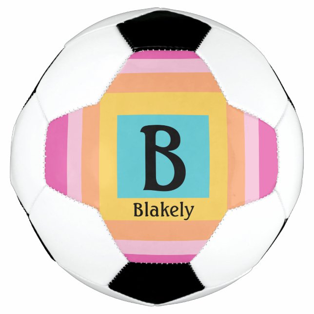Niedliche und farbenfrohe Monogram Letter Name Gir Fußball (Vorderseite)