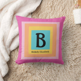 Niedliche und farbenfrohe Monogram Letter Name Gir Kissen
