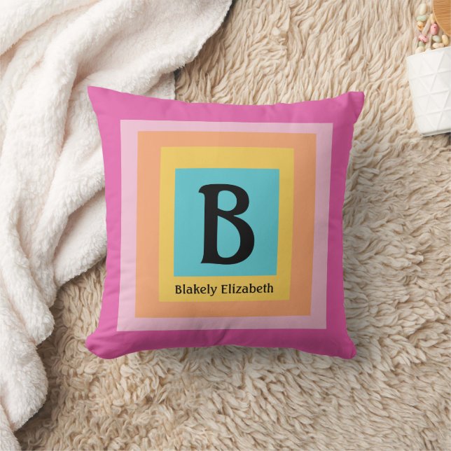 Niedliche und farbenfrohe Monogram Letter Name Gir Kissen (Decke)