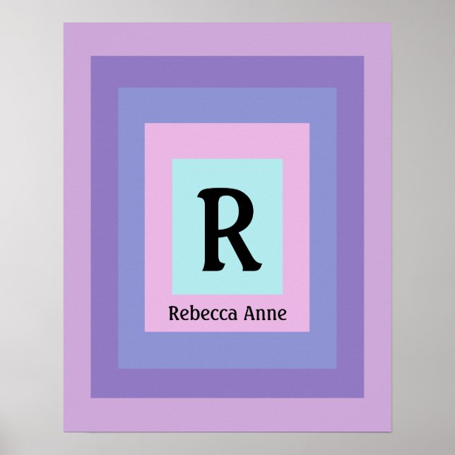 Niedliche und farbenfrohe Monogram Letter Name Gir Poster (Vorne)