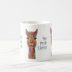 Niedliche und farbenfrohe No Prob Llama Tasse