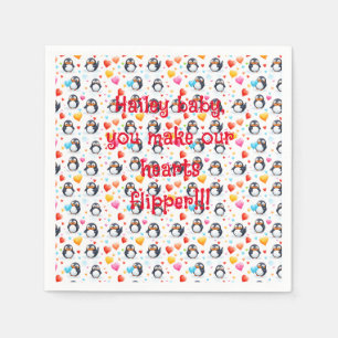 Niedliche und farbenfrohe Penguin-Liebe Serviette