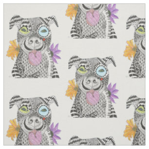 Niedliche und farbenfrohe Pit Bull Fabric Stoff