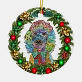 Niedliche und farbenfrohe Poodle Goldendoodle Keramik Ornament