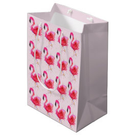 Niedliche und farbenfrohe rosa Flamingo-Geschenkta Mittlere Geschenktüte