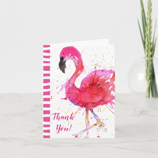 Niedliche und farbenfrohe Rosa Flamingo Grußkarte Karte (Vorderseite)