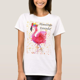 Niedliche und farbenfrohe rosa Flamingo im Kronen- T-Shirt