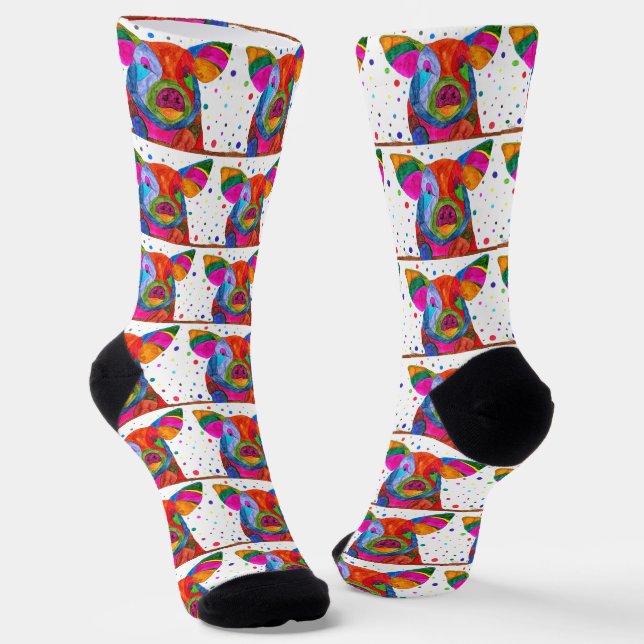 Niedliche und farbenfrohe Schweinesocken Socken (Gewinkelt)