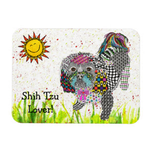 Niedliche und farbenfrohe Shih Tzu Magnet 3"x4"