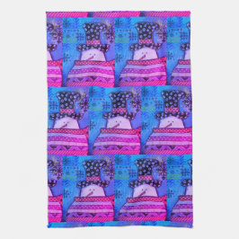 Niedliche und farbenfrohe Weihnachts-Mixed-Media-S Geschirrtuch