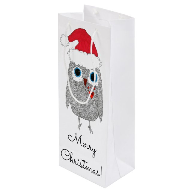 Niedliche und farbenfrohe Weihnachtsweinbeutel Geschenktüte Für Weinflaschen (Rückseite Schrägansicht)