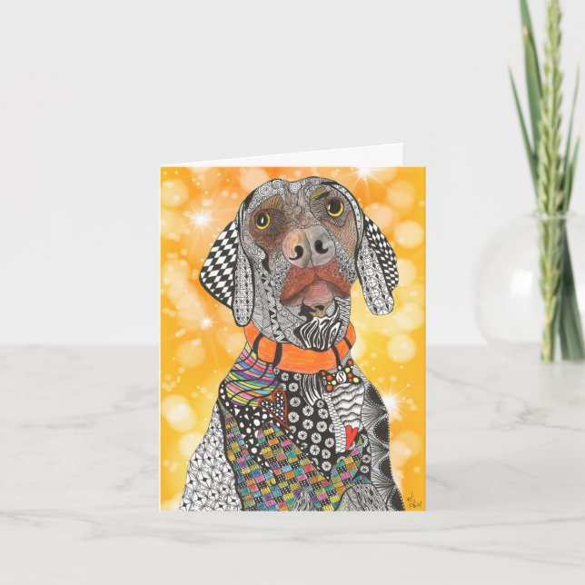 Niedliche und farbenfrohe Weimaraner Grußkarte Dankeskarte (Vorderseite)