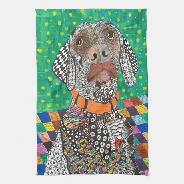 Niedliche und farbenfrohe Weimaraner Küchentücher (Vertikal)